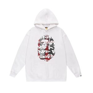 A Bathing Ape White Graphic Pullover Hoodie