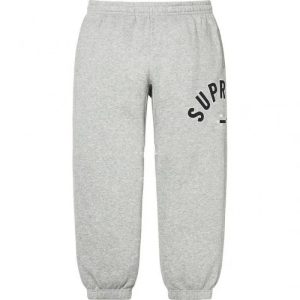 Supreme Grey Cotton Logo Sweatpants for Men