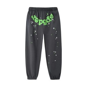Sp5der Black Green Logo Star Print Sweatpants