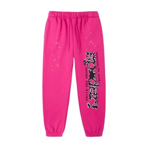 Sp5der Pink Logo Star Graphic Sweatpants Jogger Pants