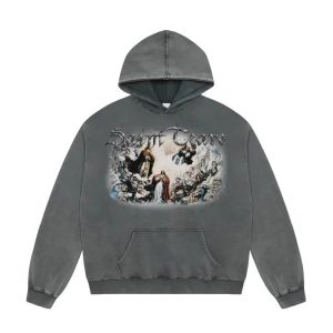 Saint Michael Saint Tears Graphic Washed Grey Hoodie