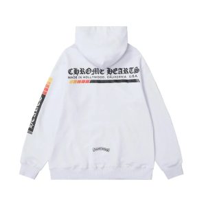 Chrome Hearts White Hollywood Logo Pullover Hoodie