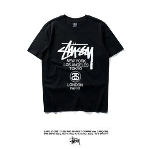 Stussy World Tour Black Graphic T-Shirt