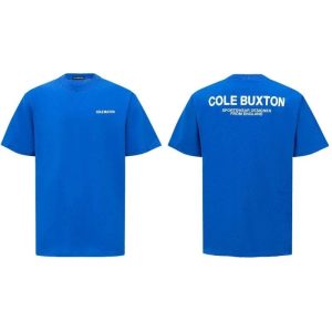 Cole Buxton Blue Logo Print Cotton T-Shirt