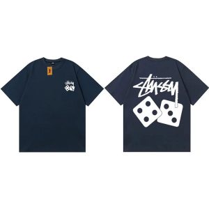 Stussy Dice Logo Graphic Navy Short Sleeve T-Shirt