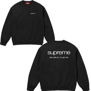 Supreme Black Logo Crewneck Sweater Streetwear Hoodie