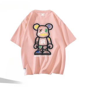 Pink Oversized Bear Graphic Streetwear T-Shirt