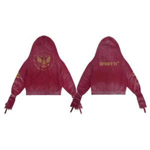 Project G/R Red Zip Up Eagle Graphic Hoodie