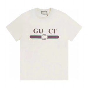 Gucci Classic Logo Print White Cotton T-Shirt