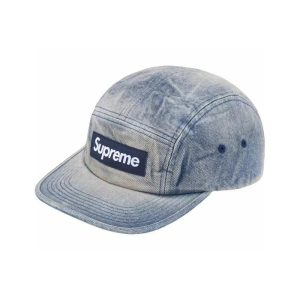 Supreme Denim Camp Cap Blue Logo Hat