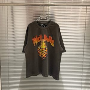 We11done Flame Heart Graphic Oversized T-Shirt Dark Gray
