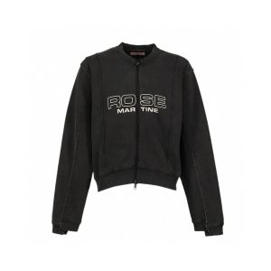 Martine Rose Black Cropped Zip Hoodie Sweatshirt