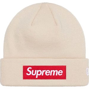 Supreme New Era Box Logo Beanie Cream Knit Hat