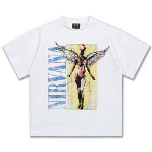 Saint Michael Nirvana Angel Graphic White T-Shirt
