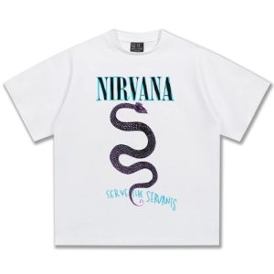 Saint Michael Nirvana Snake Graphic White T-Shirt