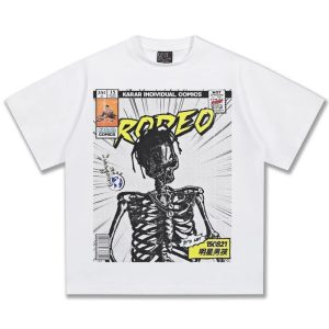 Saint Michael Skeleton Comic Graphic White T-Shirt