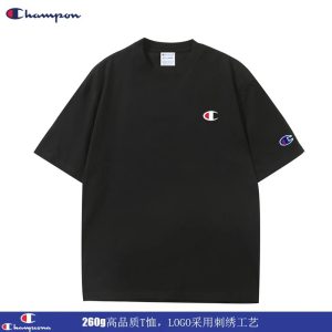 Champion Black Embroidered Logo Cotton T-Shirt Shirt