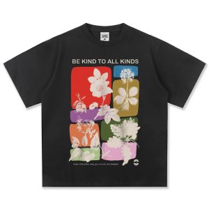 Perks and Mini Be Kind Floral Graphic Black T-Shirt