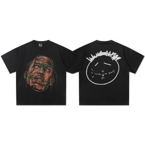 Saint Michael Graphic Streetwear Black Cotton T-Shirt