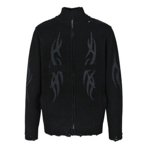 Balenciaga Black Zip Up Knit Hoodie Sweater