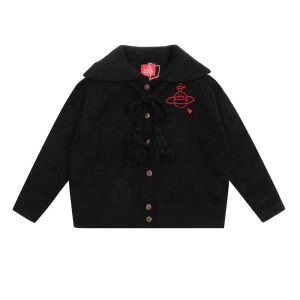 Vivienne Westwood Black Orb Knit Cardigan Sweater