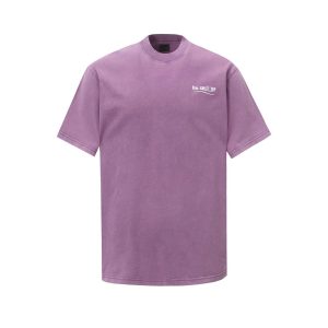 Balenciaga Purple Logo Cotton T-Shirt Short Sleeve