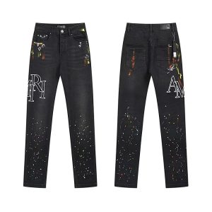 Amiri Black Paint Splash Denim Jeans Pants