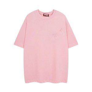 Gucci Pink Logo Embroidered Cotton T-Shirt for Women