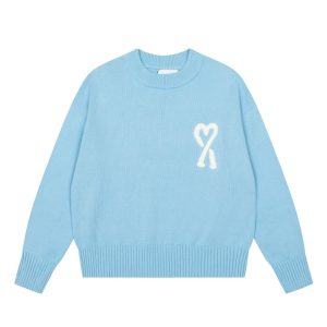 Ami Paris Blue Ami de Coeur Knit Sweater Shirt