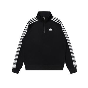 Adidas 3-Stripes Black Quarter Zip Sweatshirt