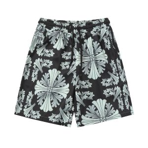 Chrome Hearts Floral Cross Print Black Shorts