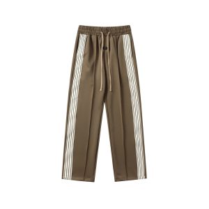 Essentials Brown Side Stripe Drawstring Track Pants