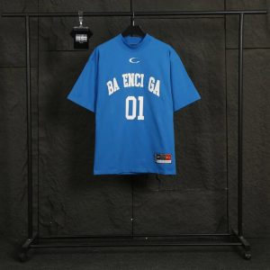 Balenciaga 01 Blue Oversized Men's Cotton T-Shirt