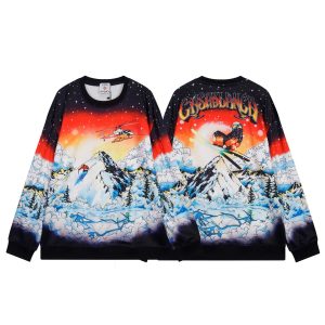 Casablanca Mountain Sunset Graphic Print Pullover Sweater