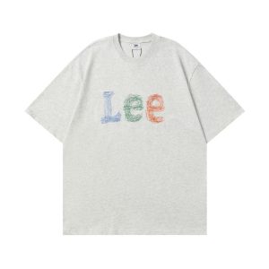 Lee Graphic Logo Gray Cotton Casual T-Shirt