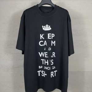 Balenciaga Keep Calm Black Graphic T-Shirt for Men