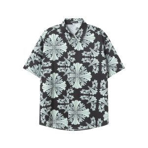 Chrome Hearts Floral Cross Print Short Sleeve Shirt