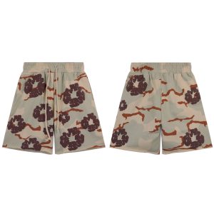 Men's Camo Floral Drawstring Casual Shorts
