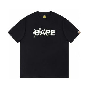 A Bathing Ape BAPE Floral Logo Black T-Shirt