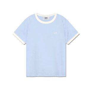 Lee Light Blue Casual Cotton T-Shirt
