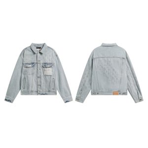 Purple Brand Light Wash Embossed Denim Jacket