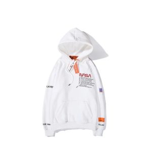 NASA White Graphic Pullover Hoodie Sweater Men Women