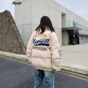 Mygnight Winter Corduroy Puffer Jacket for Women