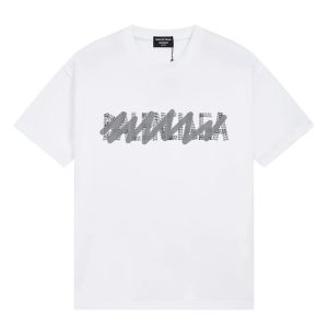 Balenciaga Logo Print White Cotton T-Shirt