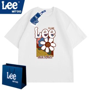 Lee MITOO White Flower Graphic Short Sleeve T-Shirt