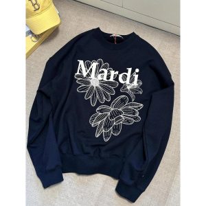 Mardi Mercredi Daisy Print Black Pullover Sweatshirt