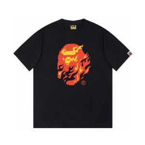 A Bathing Ape Flame Ape Head Black T-Shirt