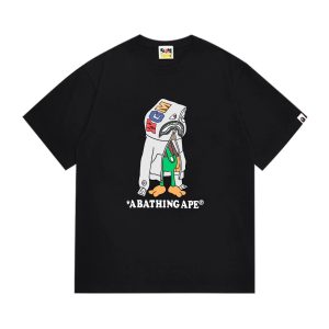 A Bathing Ape Cartoon Graphic Black T-Shirt