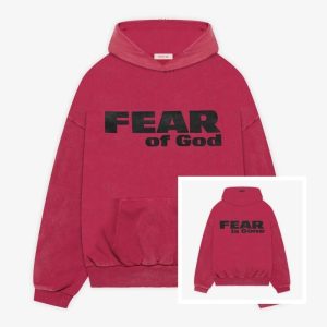 Fear of God Red Pullover Hoodie Sweater