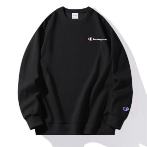 Champion Black Crewneck Sweatshirt Casual Pullover